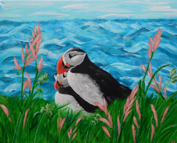 Painting: Puffins