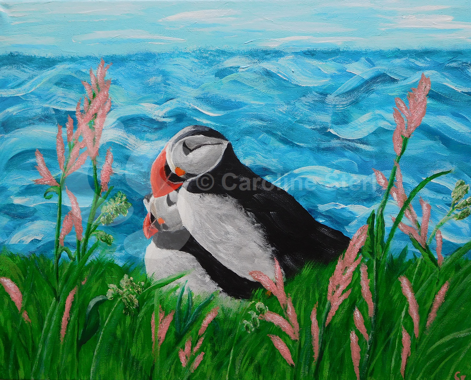 Painting: Puffins